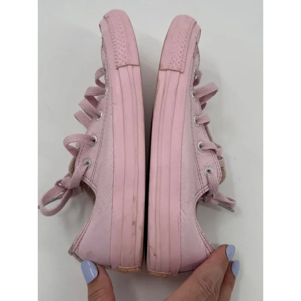 Converse Youth Pink Leather Chuck Taylor Low-Top Sneakers US 3 / EU 35 Lace-Up R